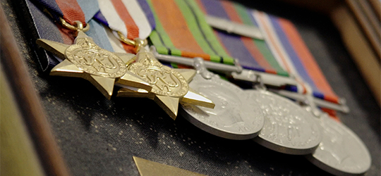 An image of medals hung up in the museum